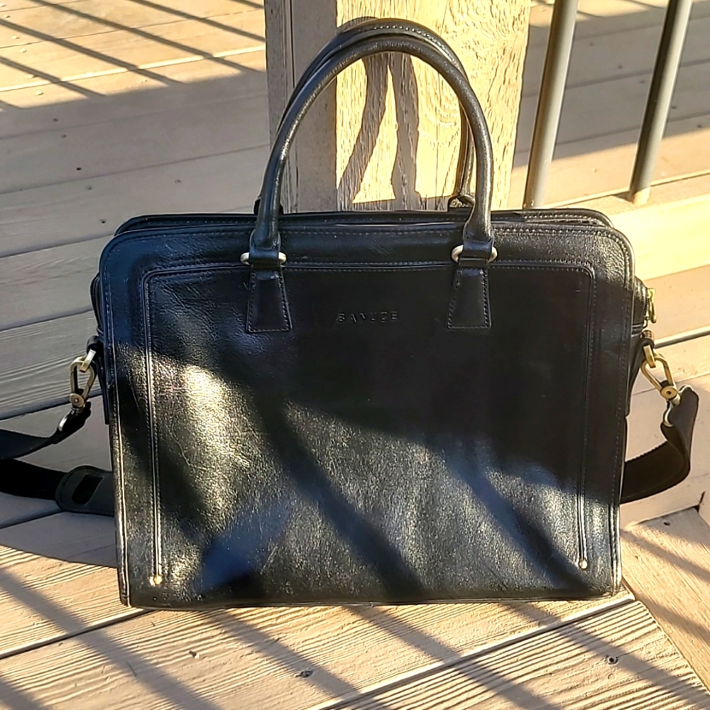 Banuce leather briefcase for women black